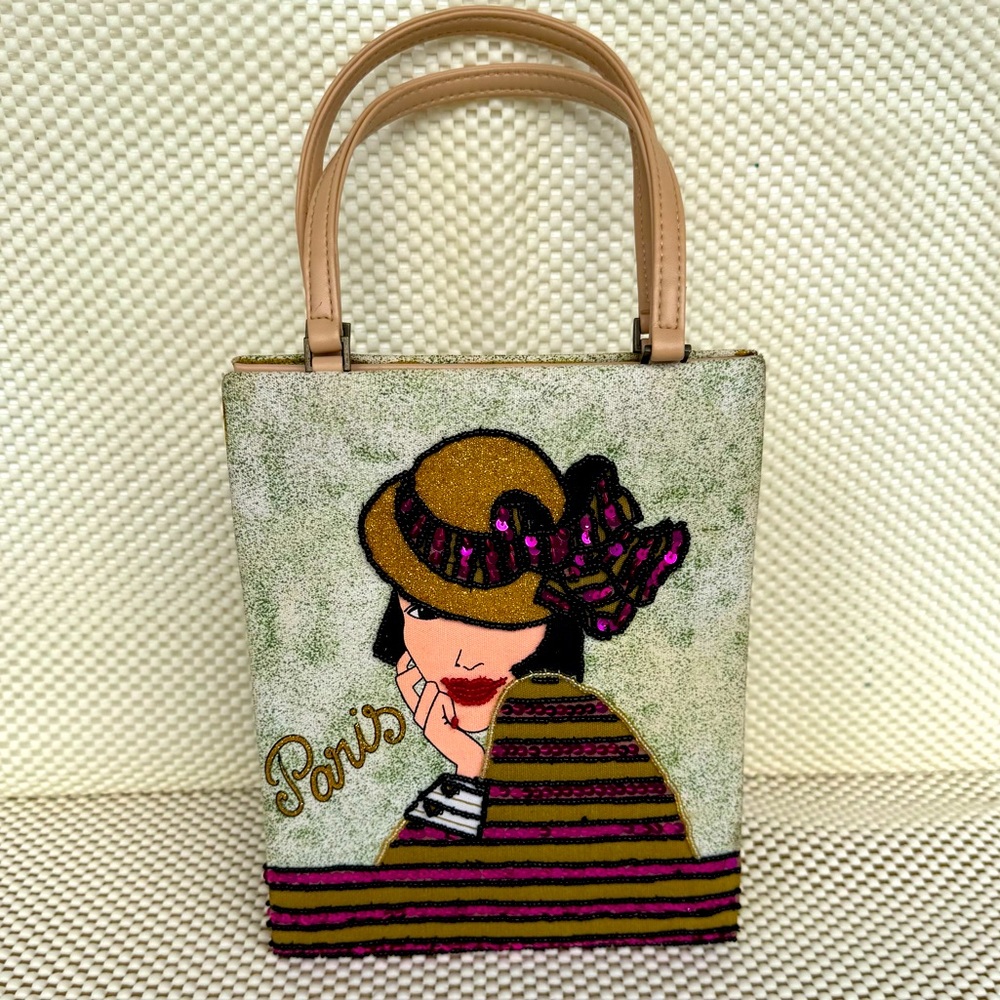 Roma Paris Mini Bag with Artistic Design cigarette box beaded and sequined